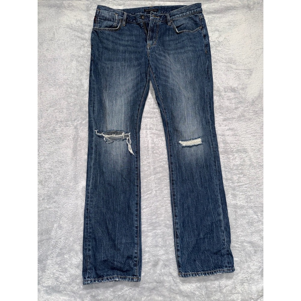 John Varvatos Jeans Mens Size 34 x 32 Bowery Slim Straight Blue Distressed